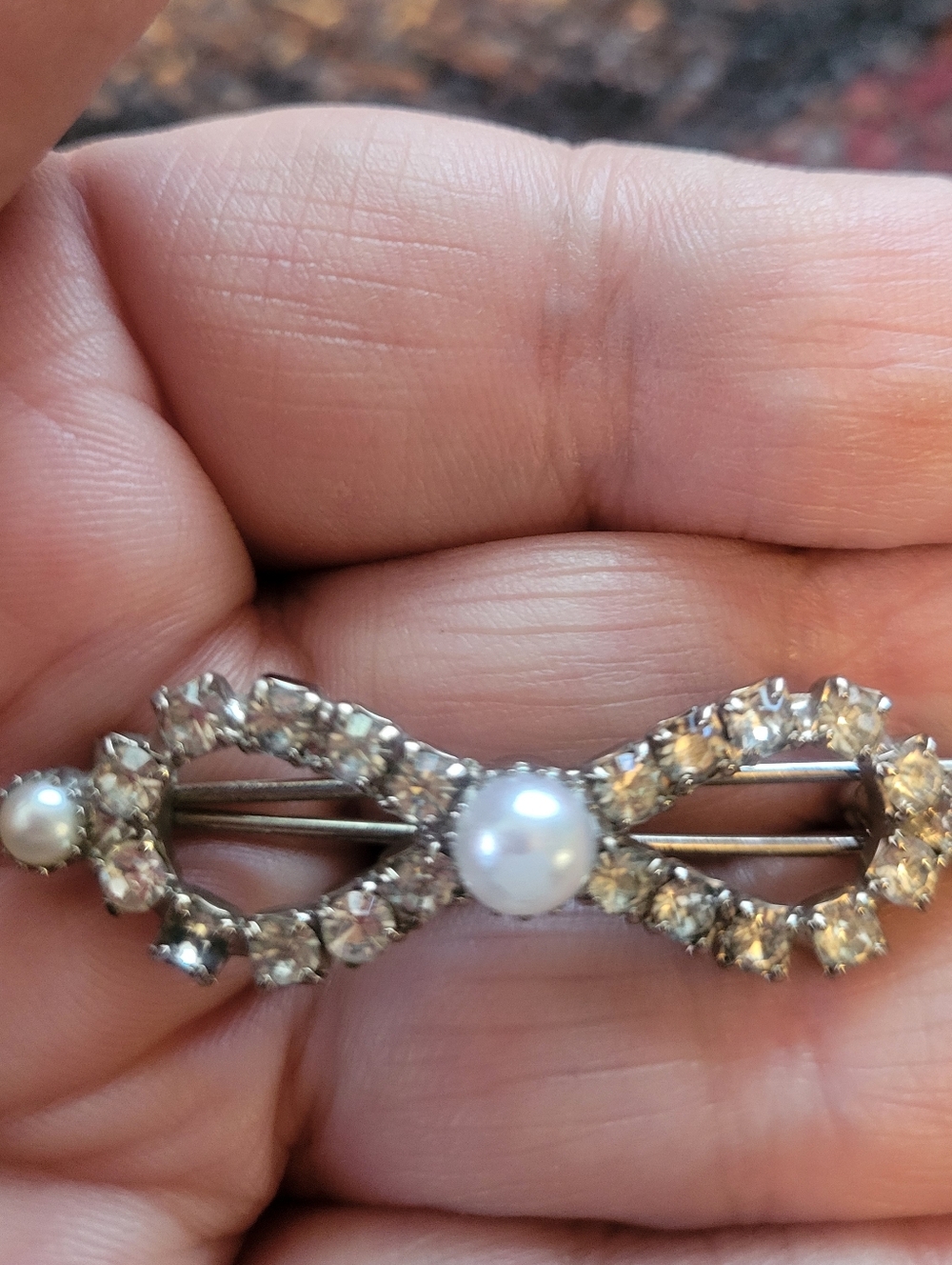 Vintage Rhinestone Hair Barrettes Set of 2 - Picture 3 of 6